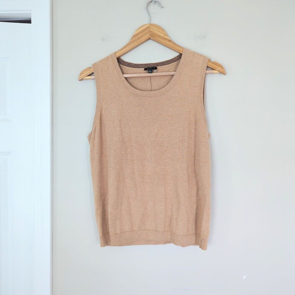 Talbots Women's NWT Cashmere Blend Sweater Vest Camel Brown Large Petite